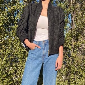 Louis Vuitton black textured bomber jacket